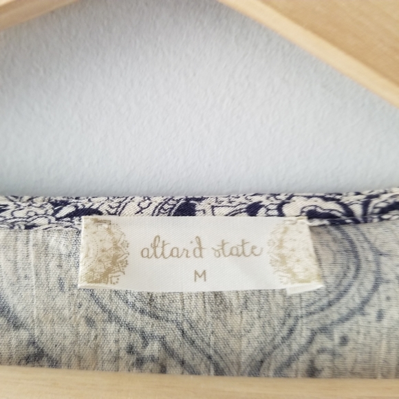 Altard State Paisley Boho Lace Up Sleeve Top Medium - Picture 4 of 10
